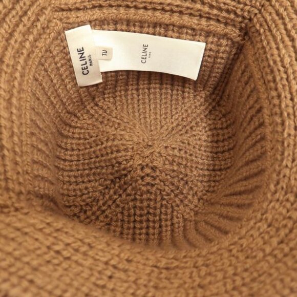 Celine Triomphe Crochet Bucket Hat 2 A80 T384 D Camel Beige Cashmere main image 6